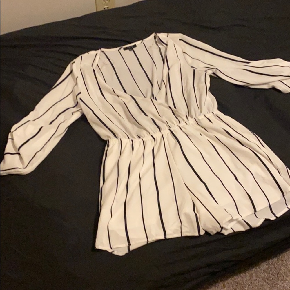 Black and white striped romper